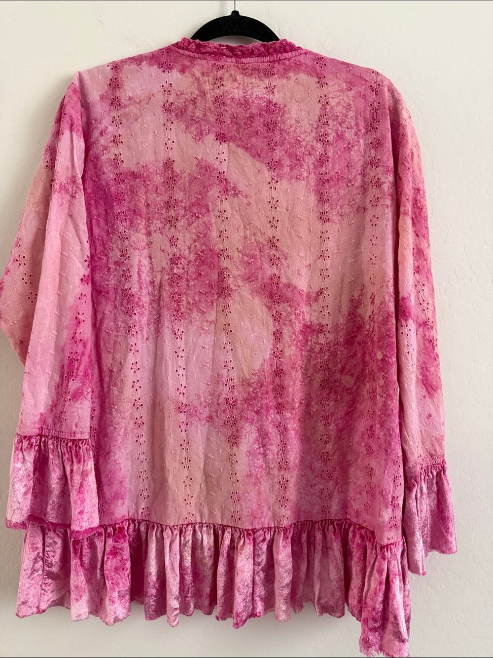 A Rare Bird Boho Pink Ruffled Button-Front Women's Top Sz - Picture 5 of 7